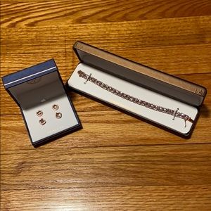 Sterling silver rose gold earrings and bracelet
